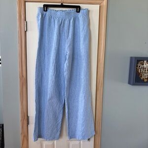 Saks Fifth Ave Woman's Linen pants, navy blue, elastic waist Size XL